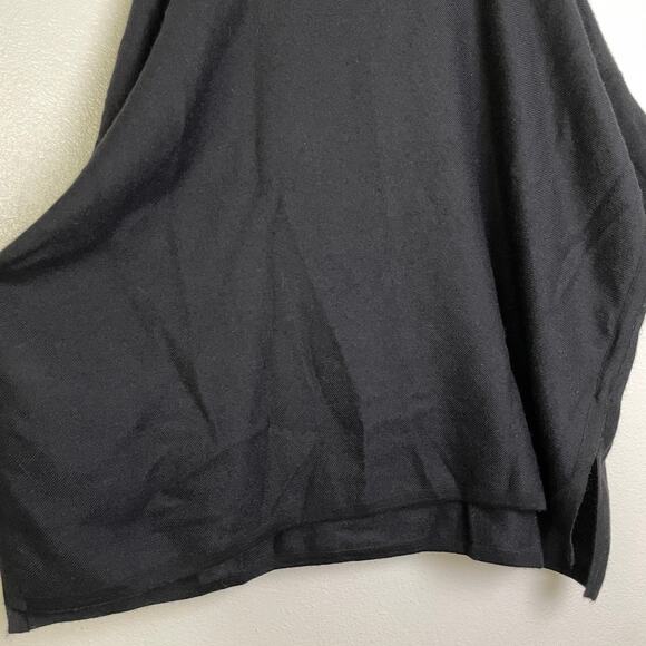 Cuyana Oversized Turtleneck Sweater Black Womens Regular Knit Tunic Slit - Picture 4 of 12